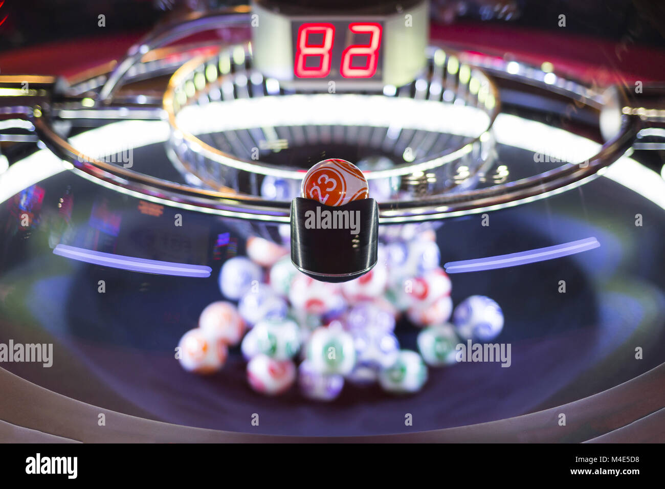 Colourful lottery balls in a machine 23 Stock Photo Alamy