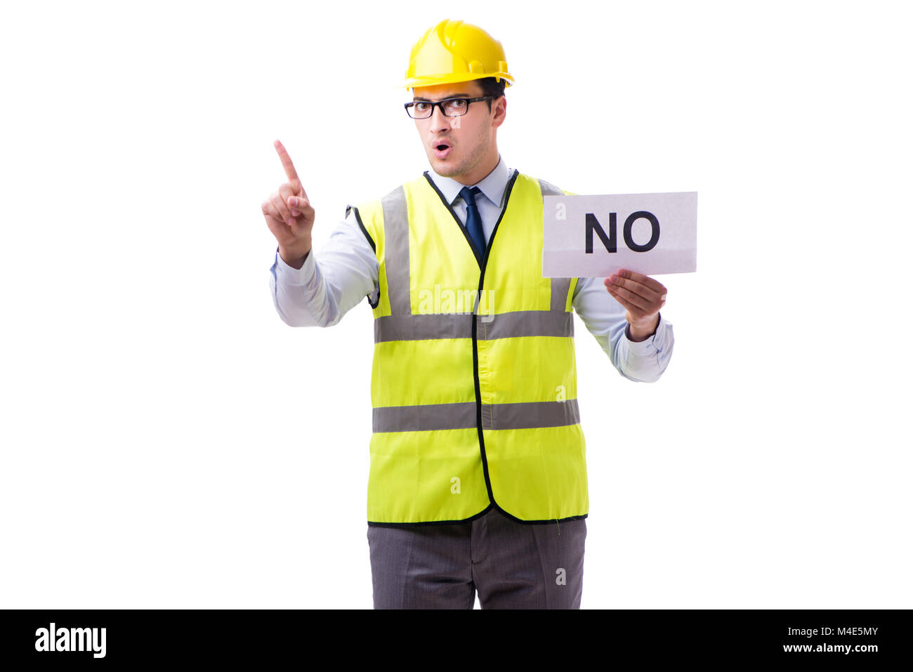 No Supervisor Sign Construction supervisor with no asnwer isolated on white background ...