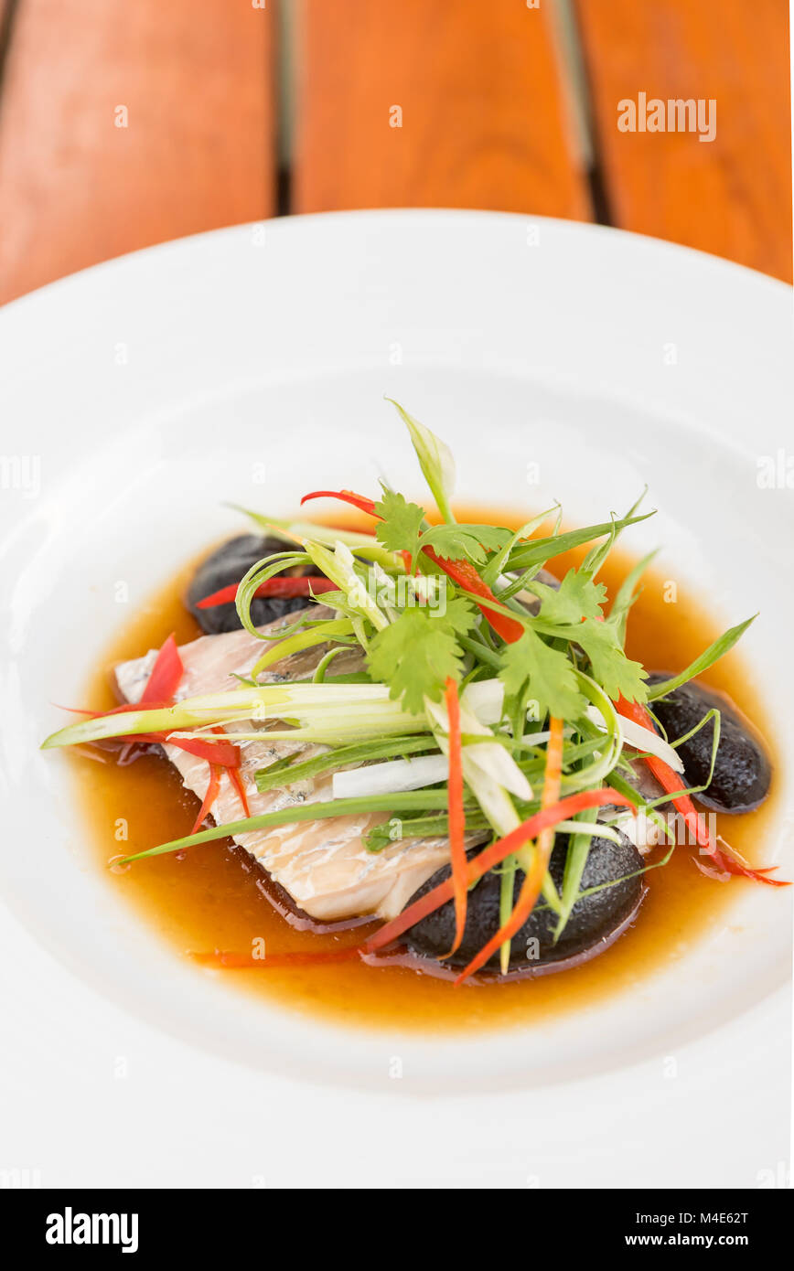 Steamed sea bass fillet Stock Photo Alamy
