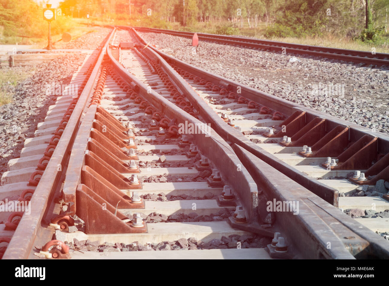 Sunrise over train tracks hi-res stock photography and images - Alamy