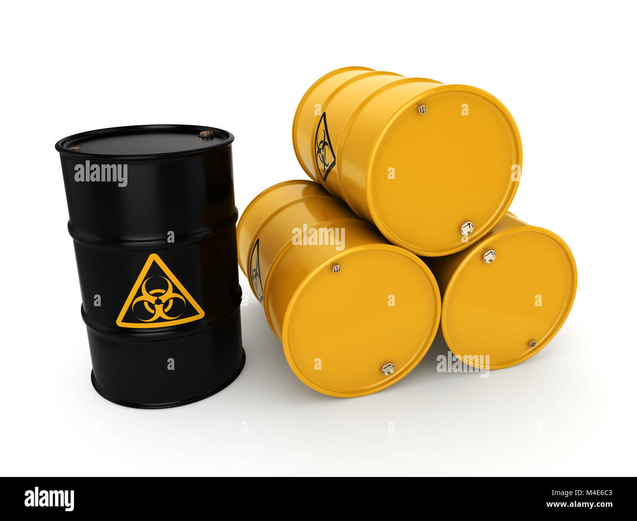 3D rendering biohazard barrels Stock Photo - Alamy
