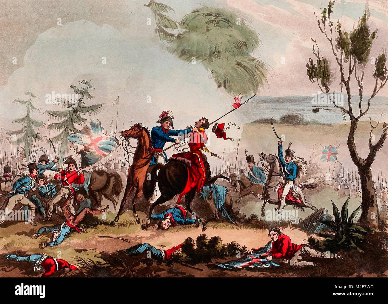 Marshal Beresford disarming a Polish Lancer, at the Battle of Albuera - May 18, 1811 Stock Photo