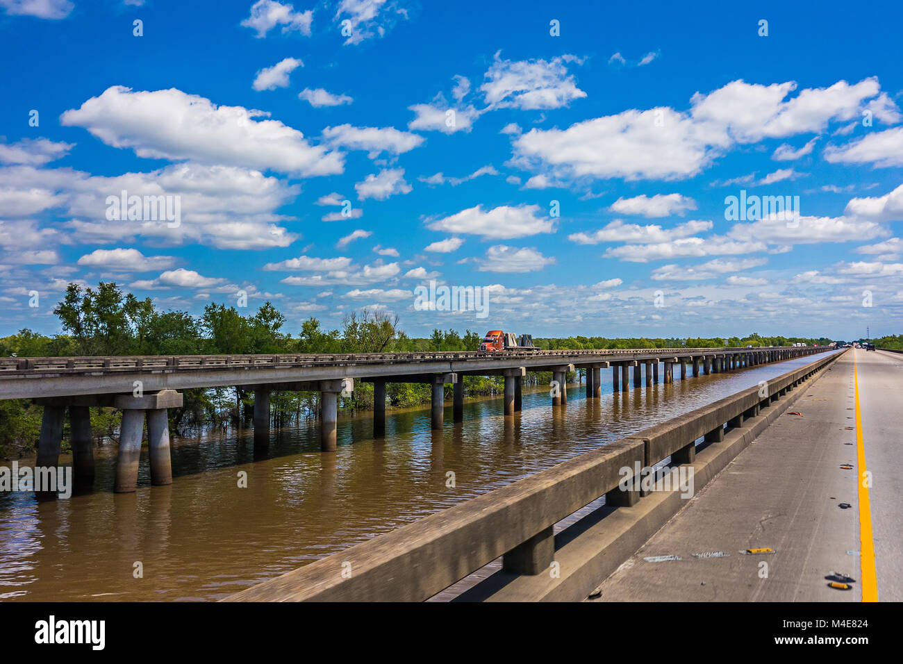 freeway bridge over atchafalaya river basin in louisiana Stock Photo