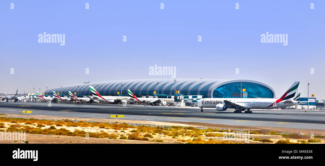 Terminal 3 of the Dubai International Airport was opened officially in October 2008 and is specially designated for Emirates Airlines. Stock Photo