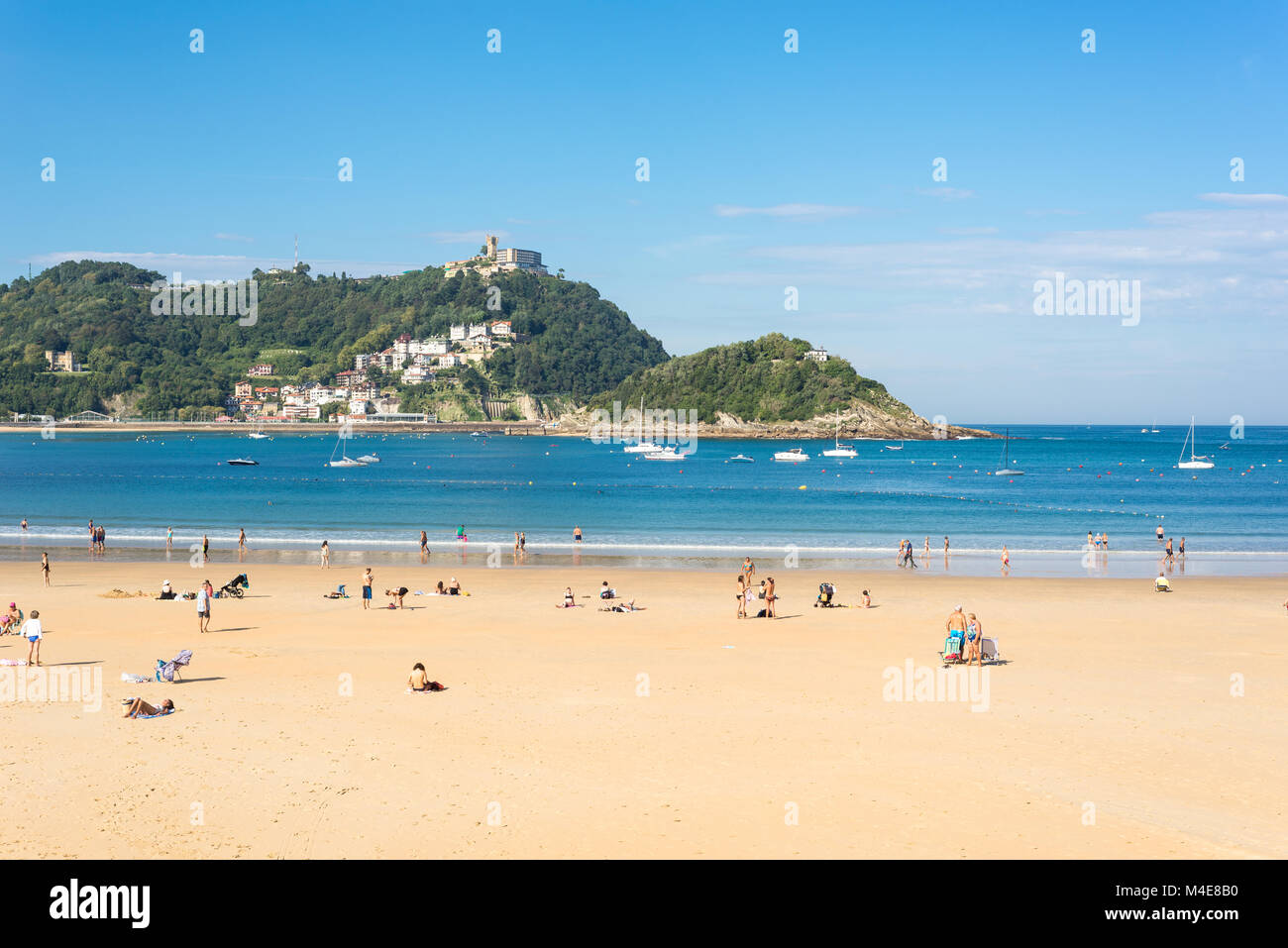 The La Concha Beach with view to the mount Igueldo Stock Photo