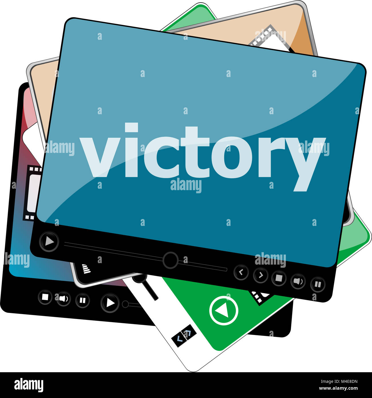Video media player for web with text Victory Stock Photo