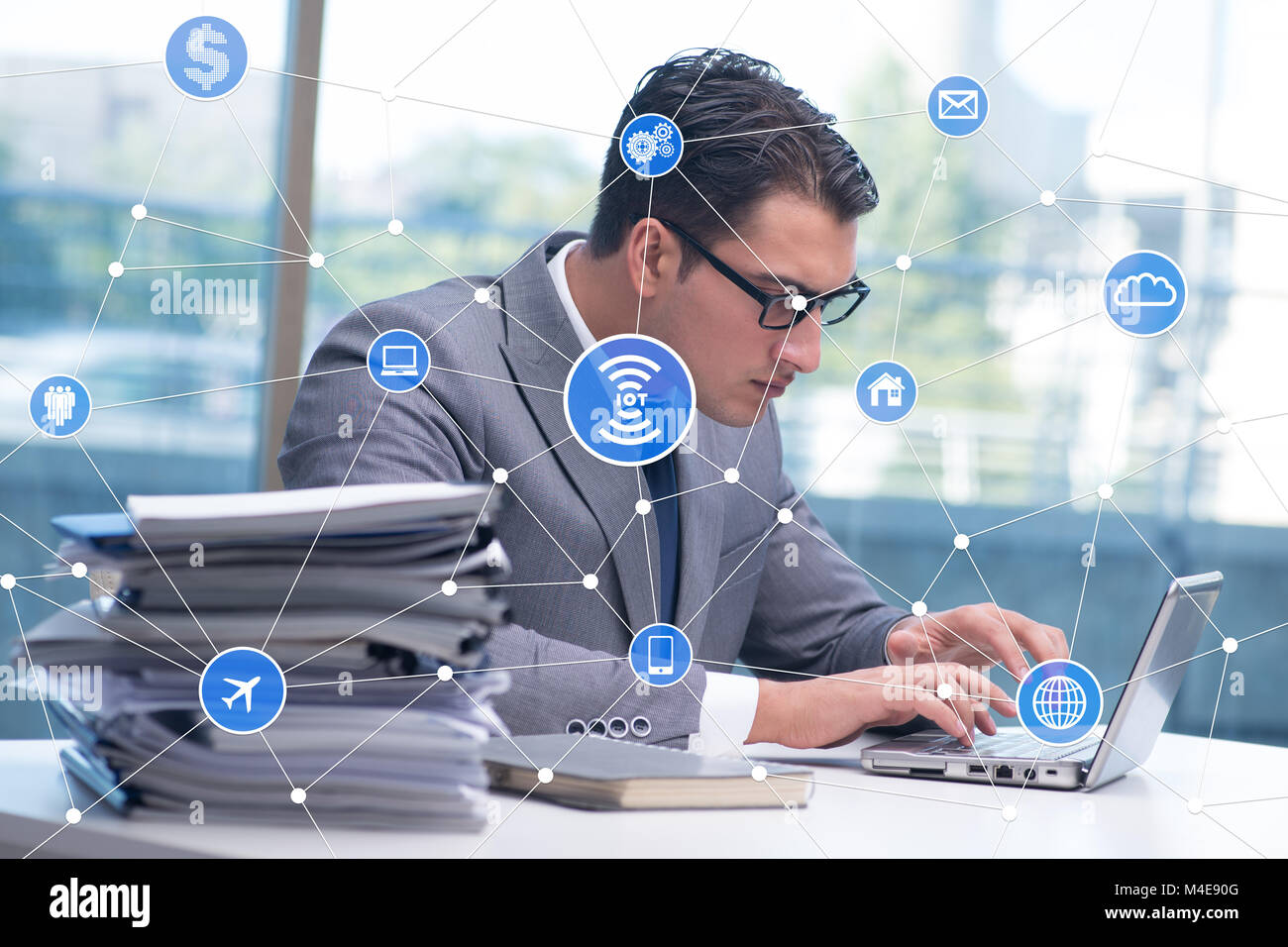 Internet of things concept with businessman Stock Photo - Alamy
