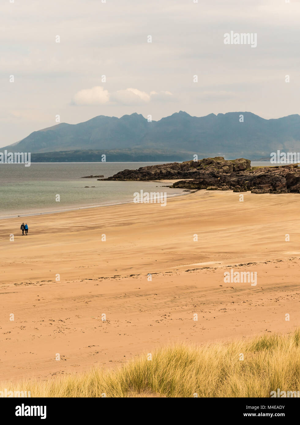 Isle of Skye as seen from a beach on the Isle of Rum Stock Photo