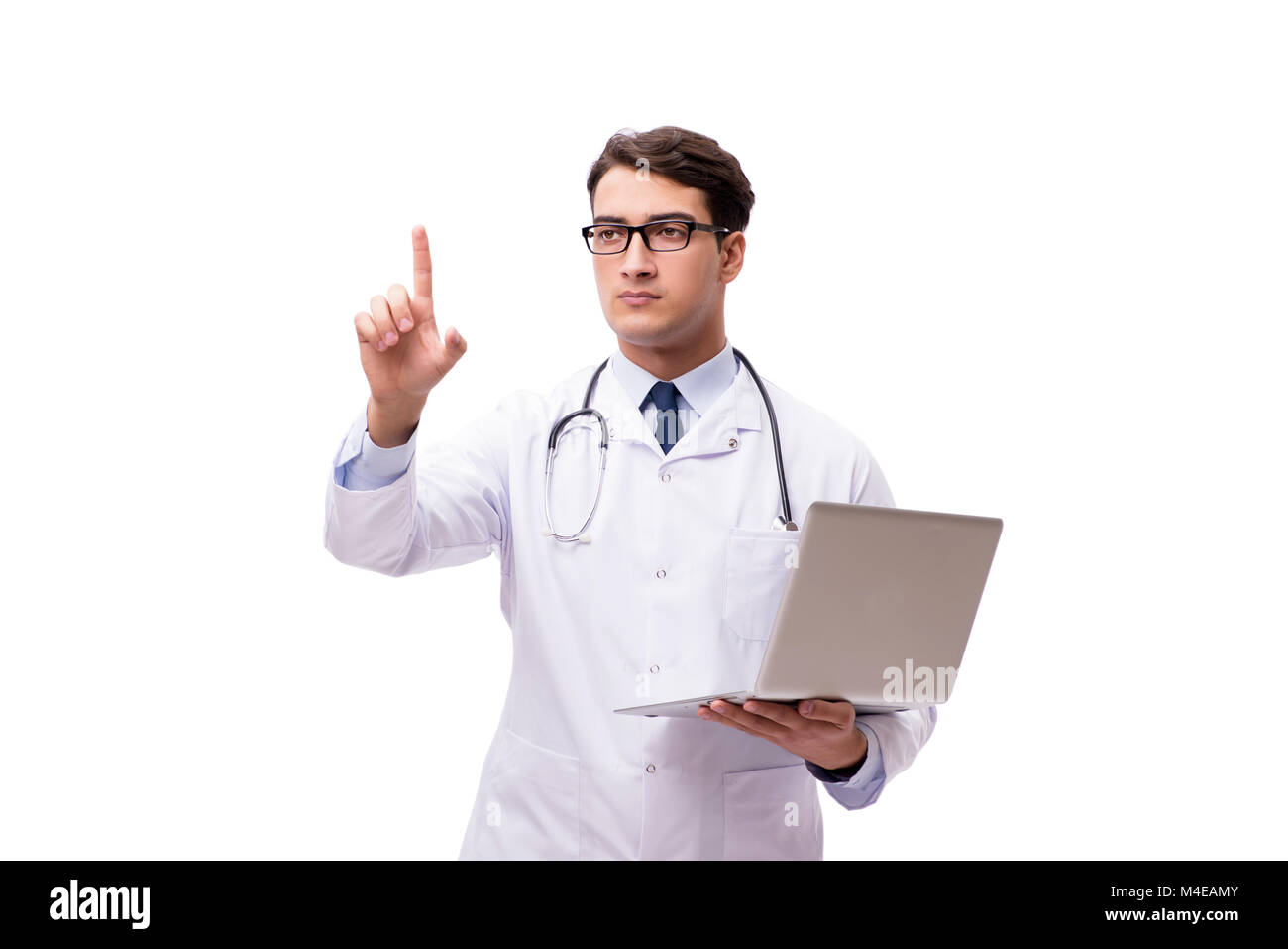 Doctor Computer Without Background Doctor with laptop isolated on white background Stock Photo - Alamy