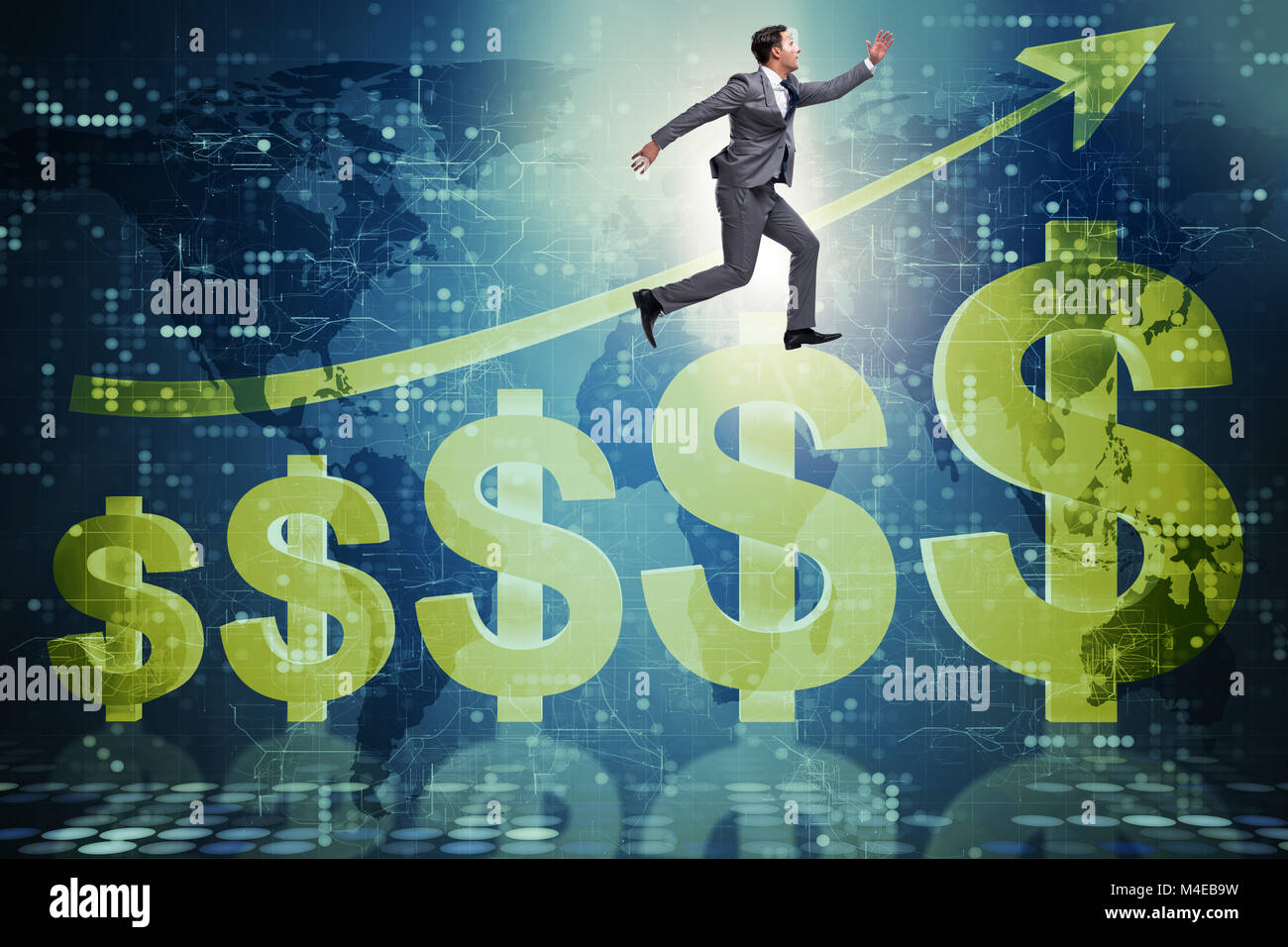 Businessman in american dollar concept Stock Photo - Alamy