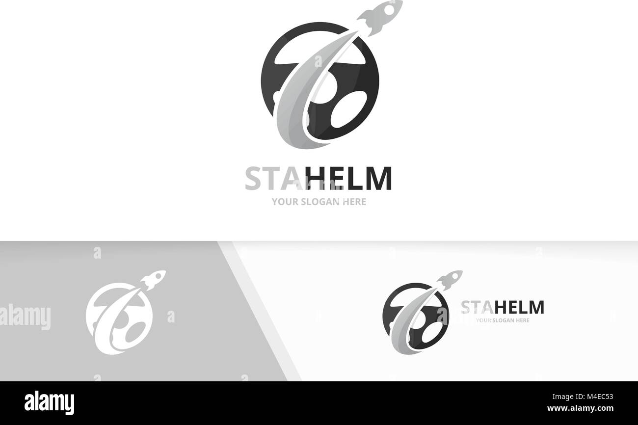 Vector car helm and rocket logo combination. Steering wheel and ...