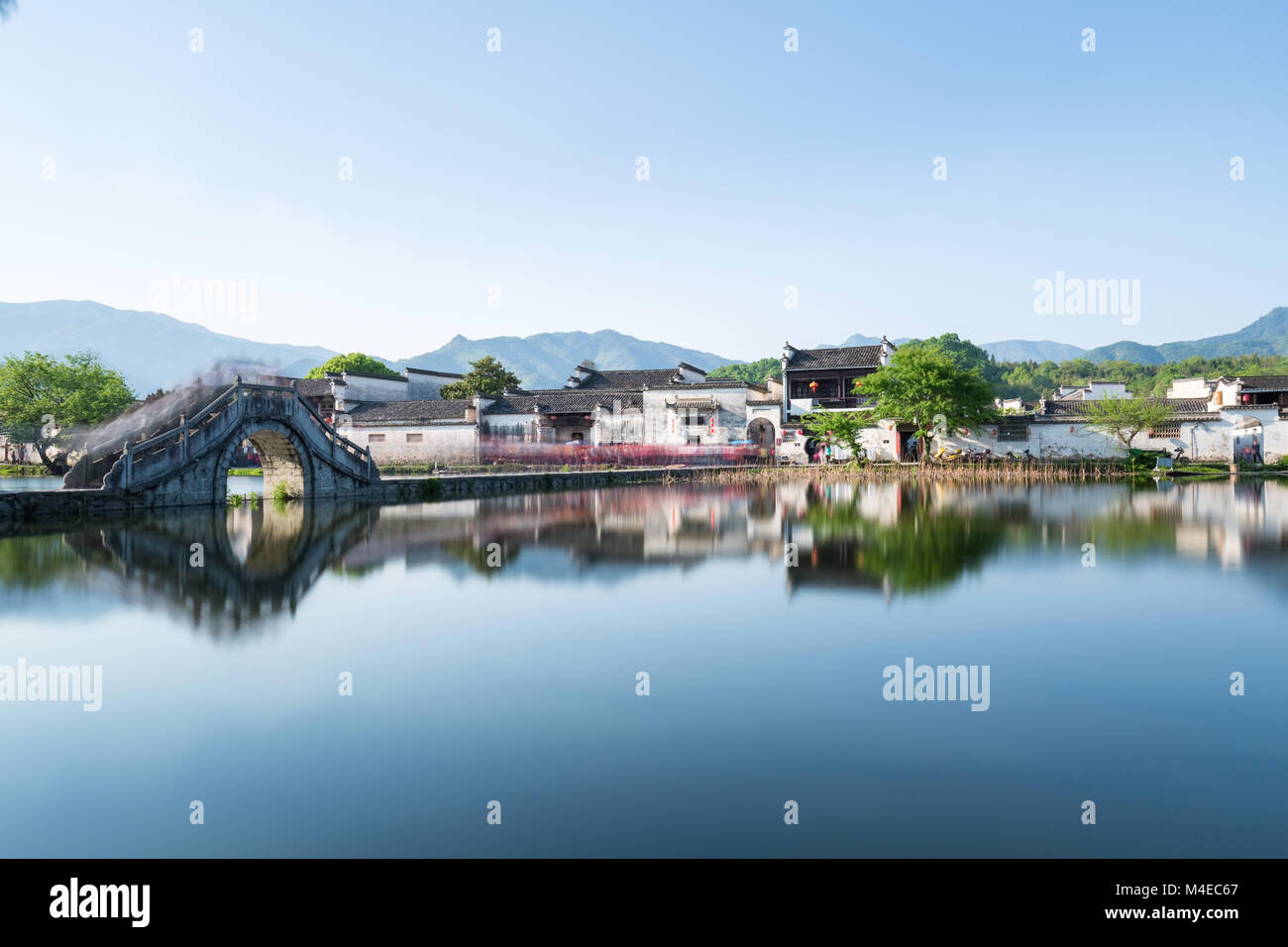 a village in the chinese paintings Stock Photo