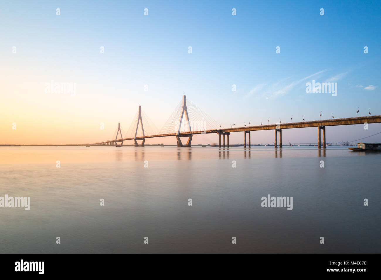 three towers of cable-stayed bridge Stock Photo