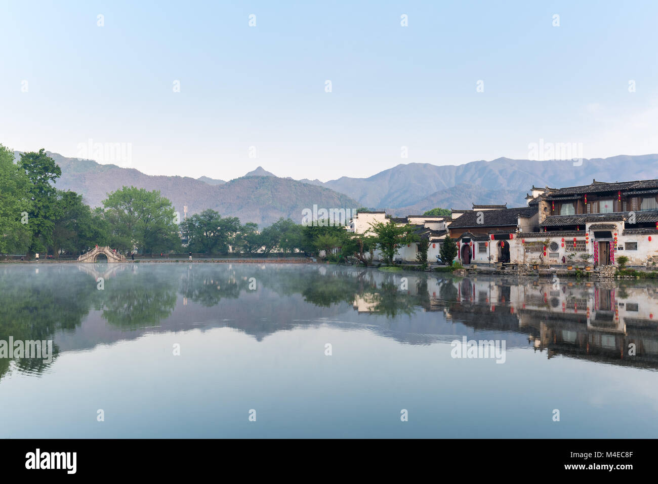 a village in the chinese paintings Stock Photo