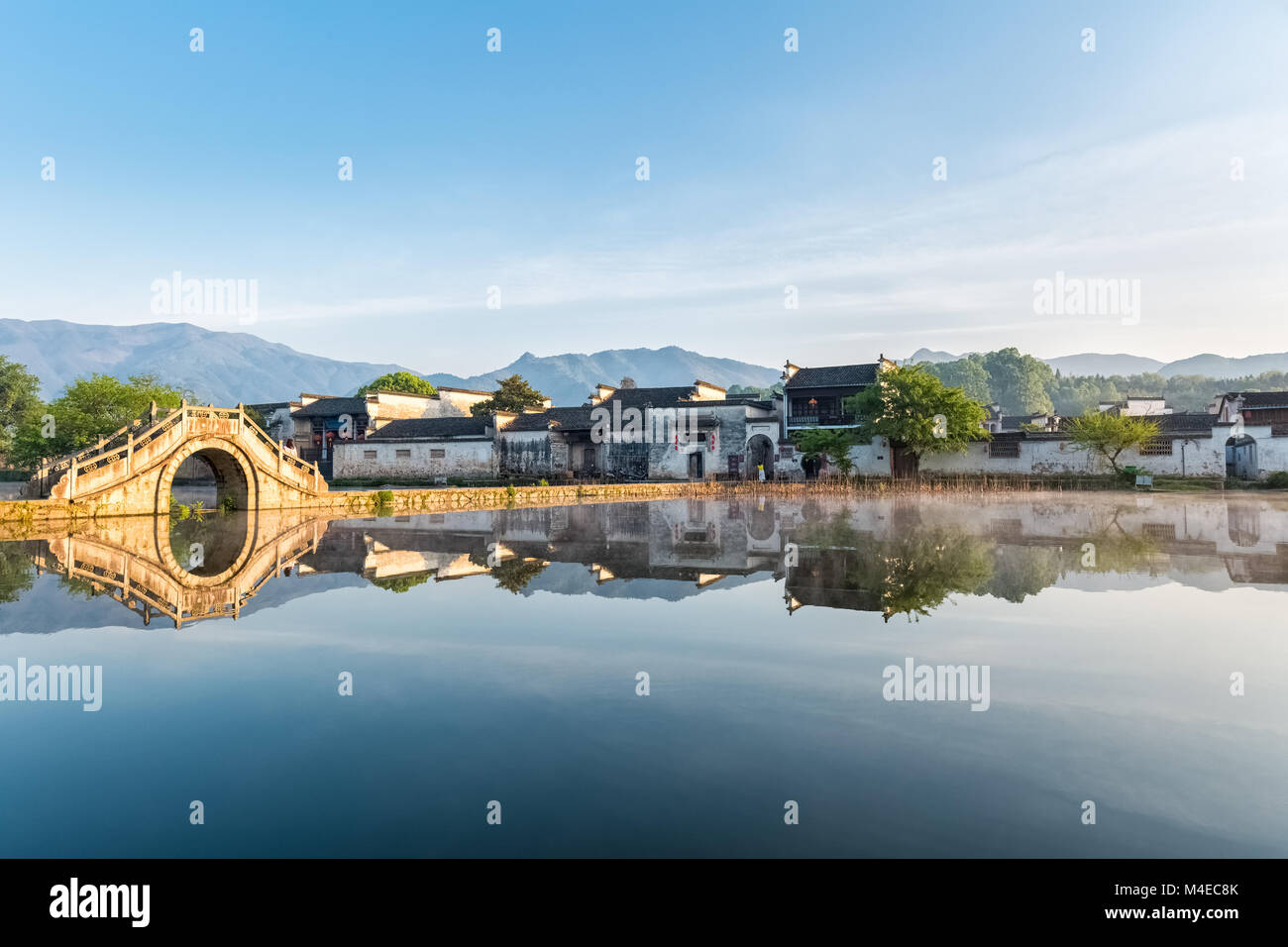chinese ancient villages in early morning Stock Photo
