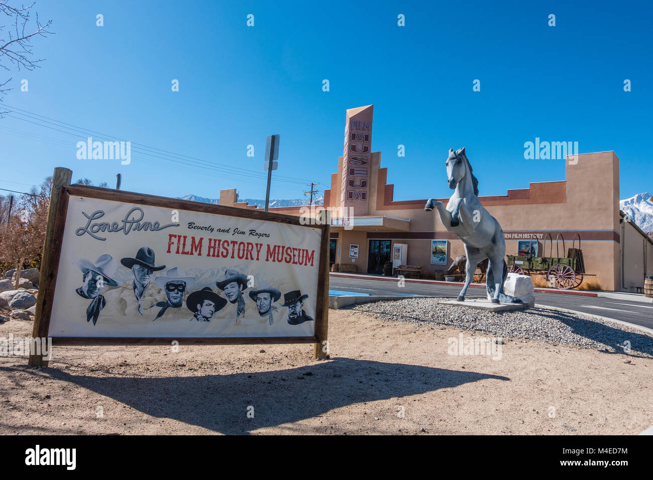 Exterior photographs of the Lone Pine Film History Museum in Lone Pine