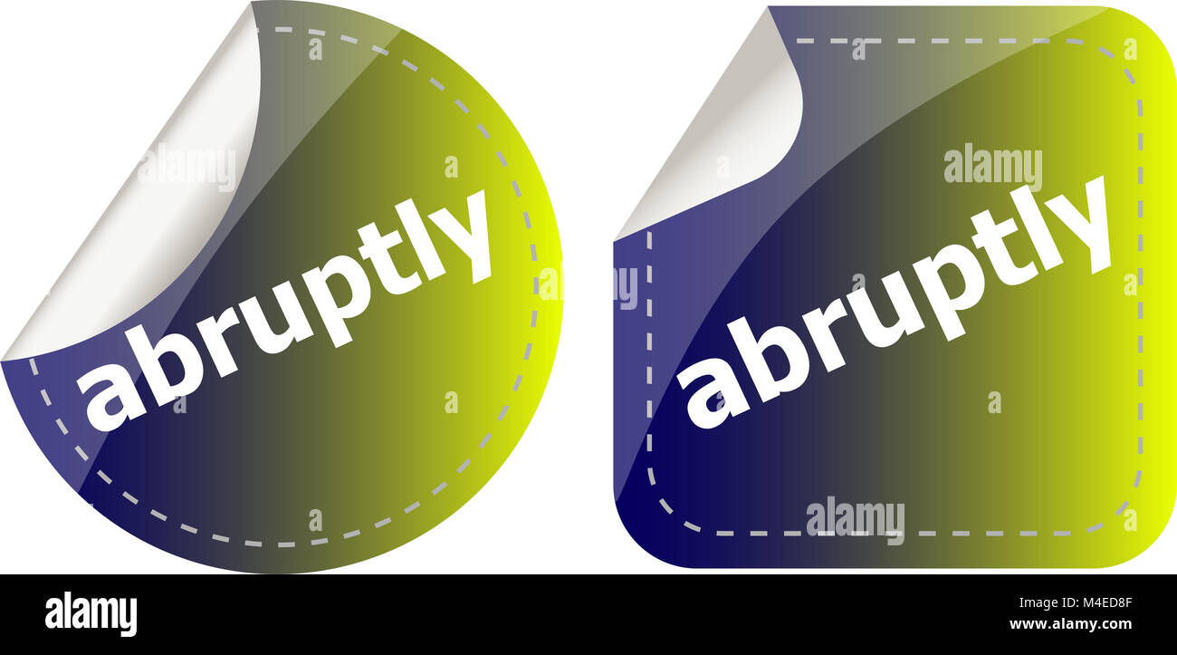abruptly stickers set on white, icon button Stock Photo - Alamy