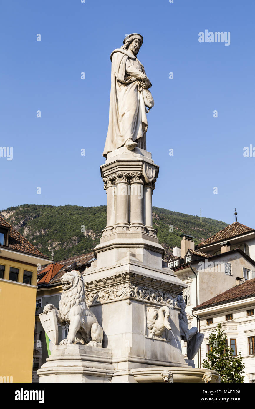 Walther statue, Bolzano, South Tyrol, Italy Stock Photo