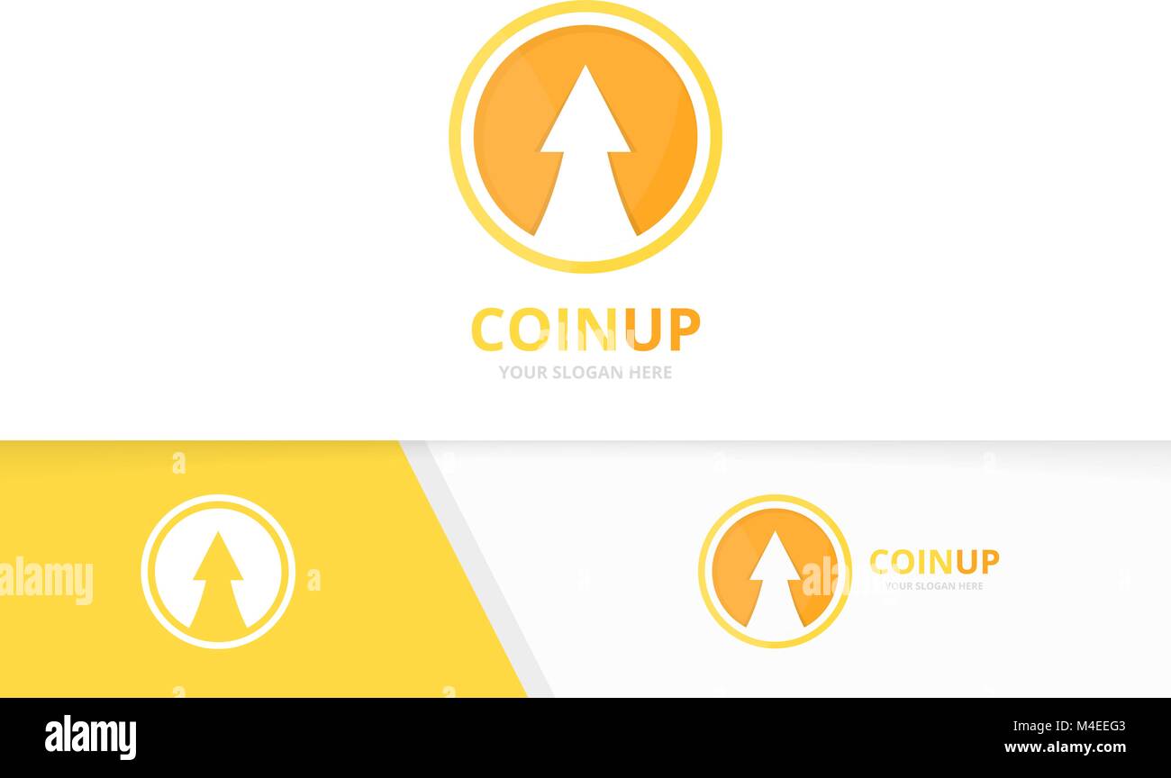 Vector Coin And Arrow Up Logo Combination Money And Growth Symbol - 