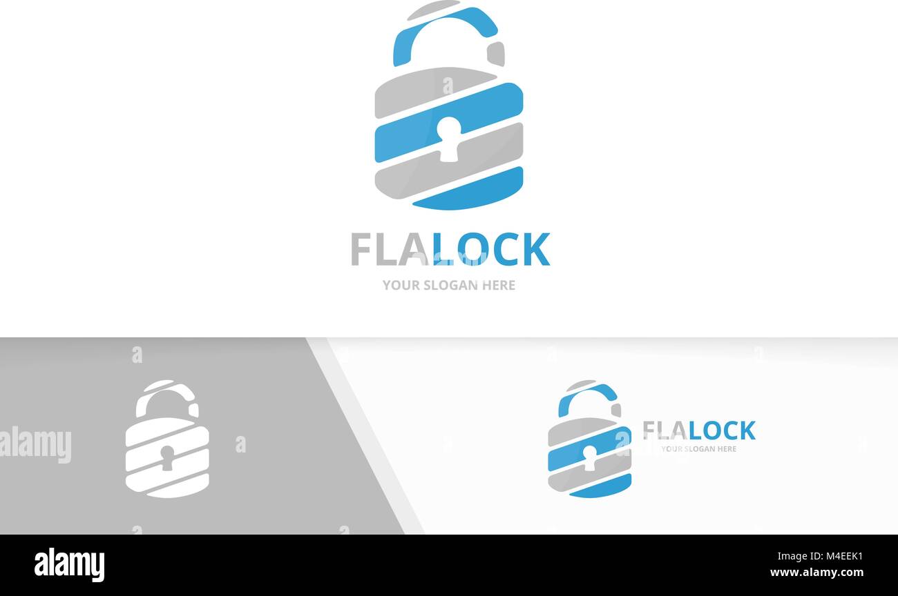 Vector lock logo combination. Safe and private symbol or icon. Unique padlock logotype design template. Stock Vector