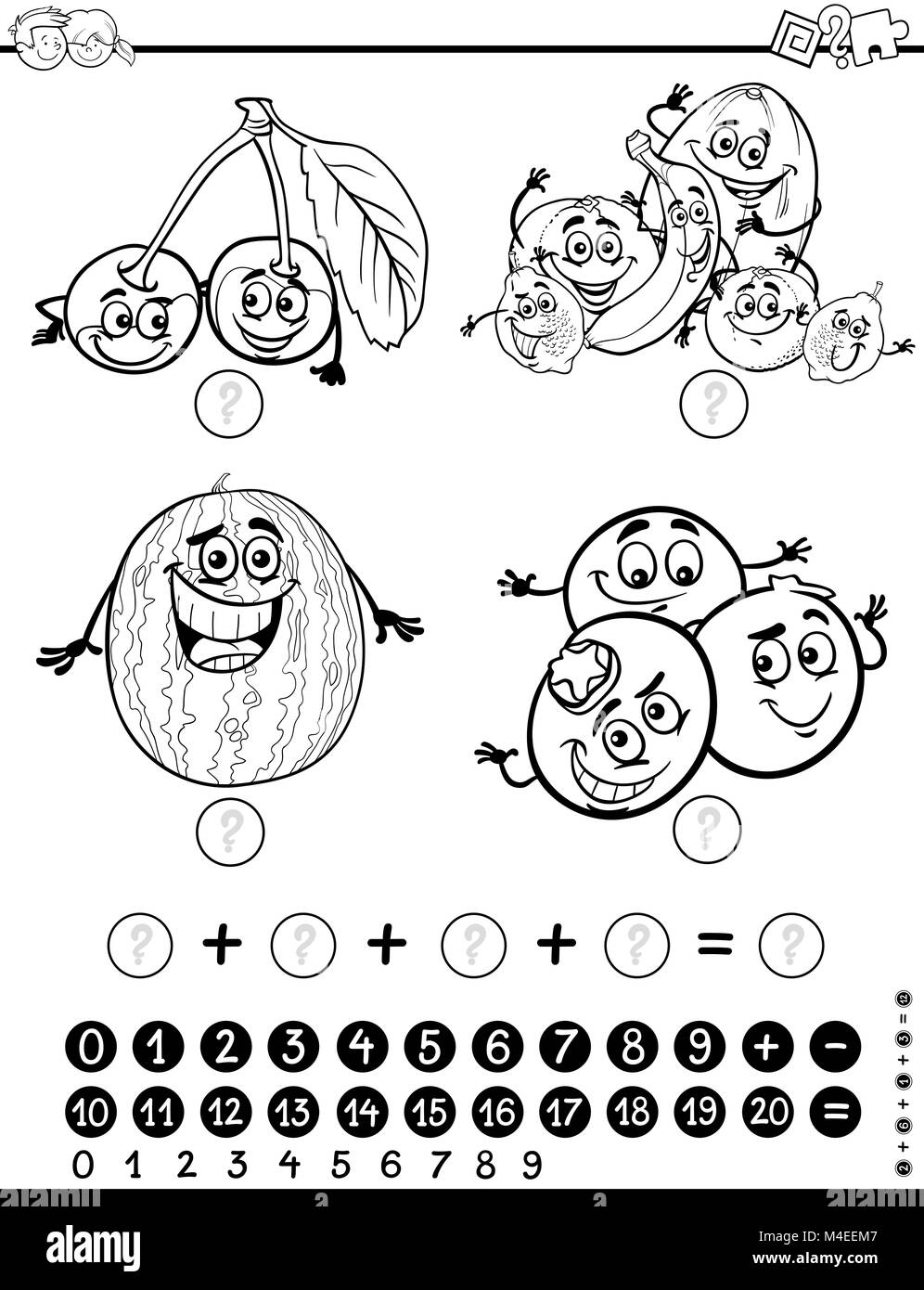 mathematical activity coloring page Stock Photo - Alamy