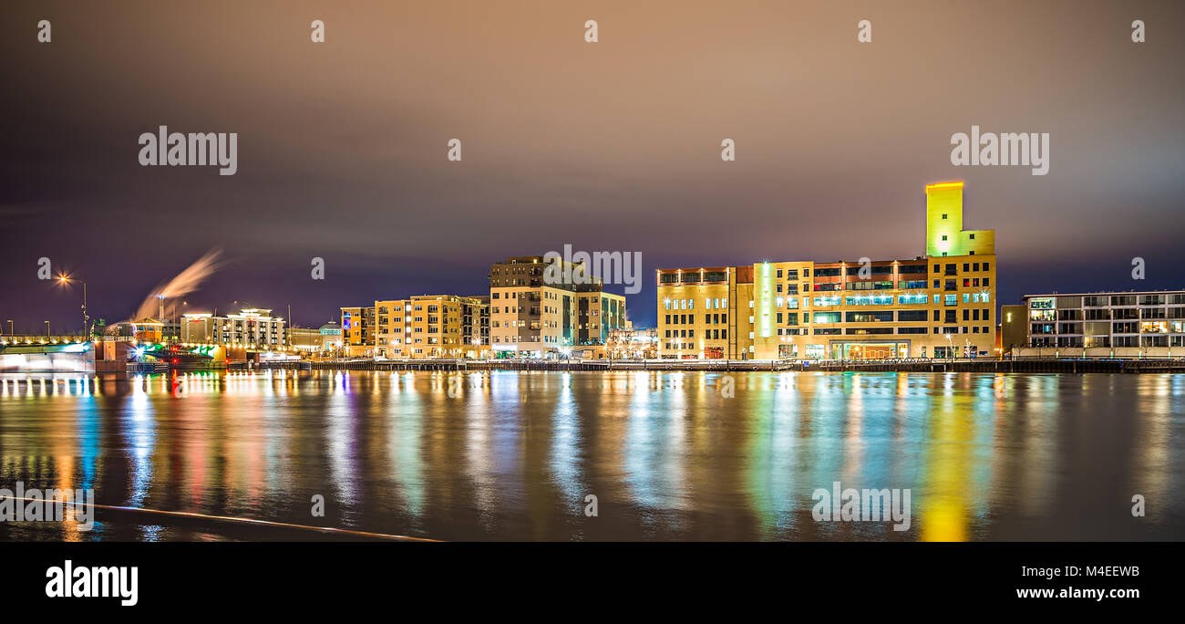 green bay wisconsin city skyline at night Stock Photo