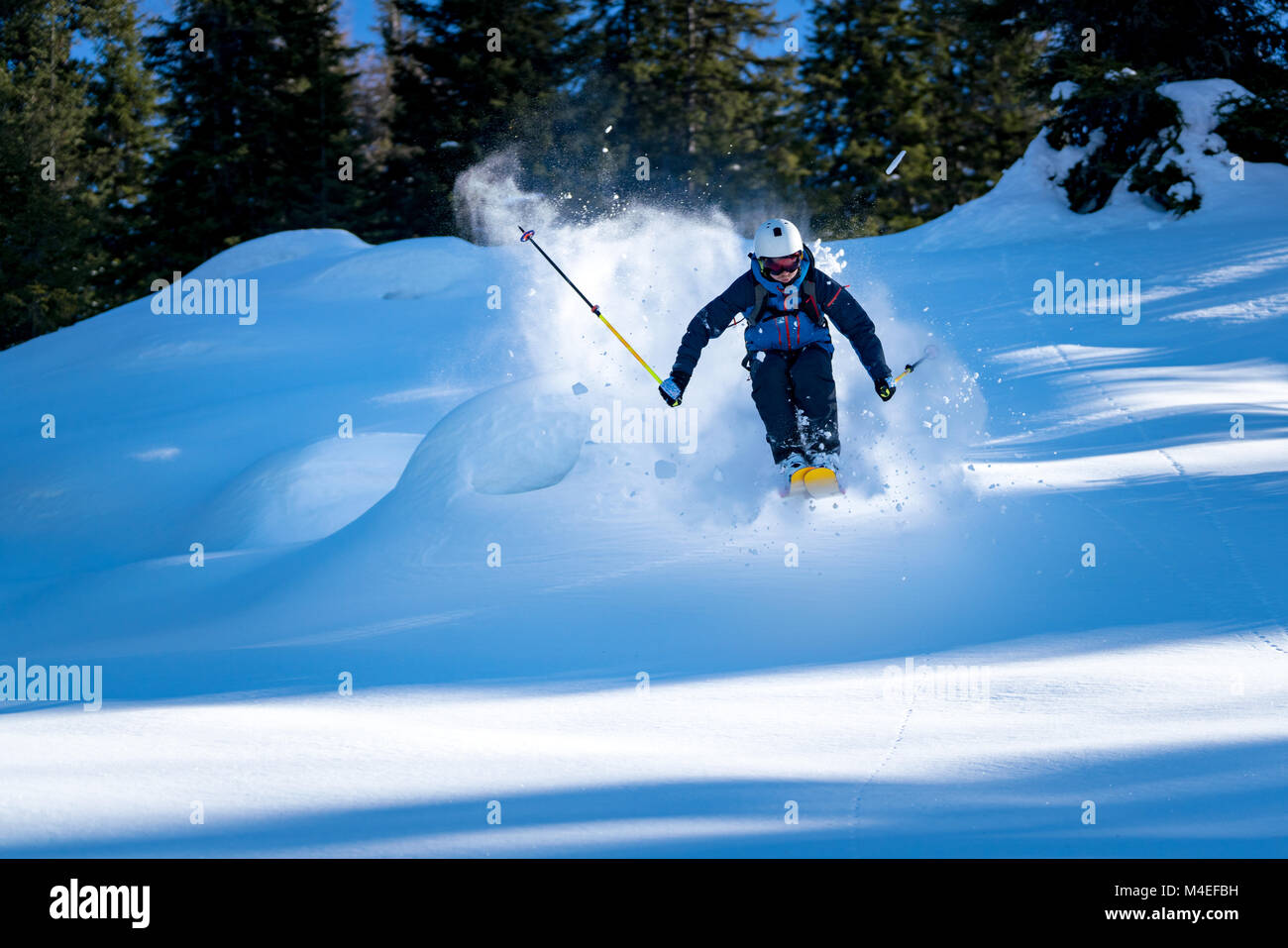 Male freeride skier skiing,Zauchensee,Salzburg,Austria Stock Photo