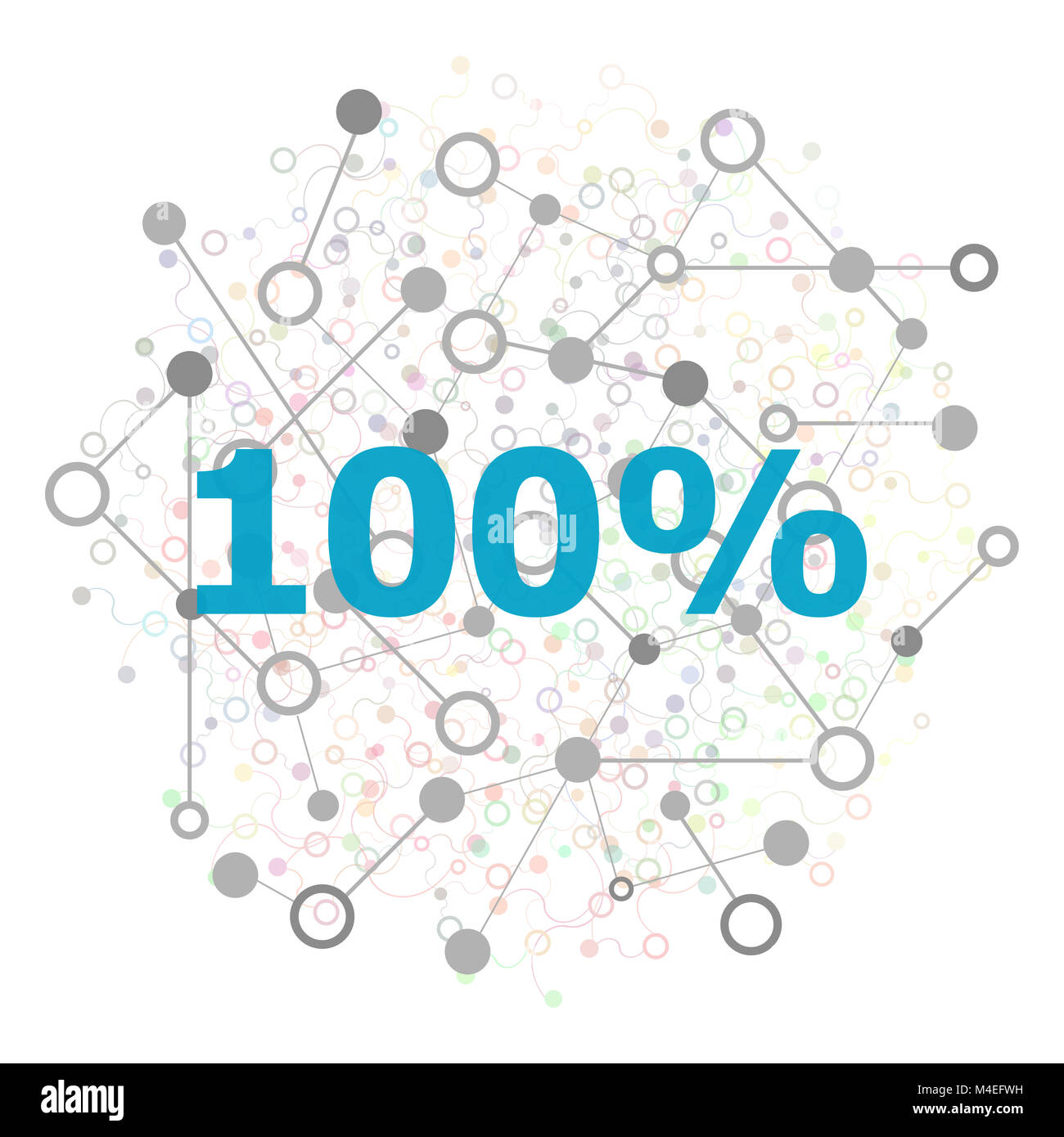 Text 100 percent. Business concept. Connecting dots and lines Stock Photo
