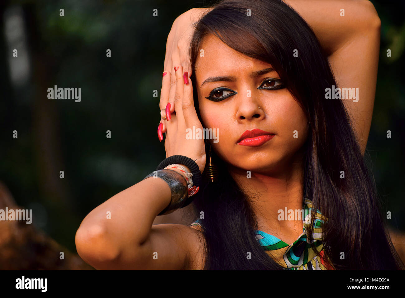 Young girl looking at camera. Pune, Maharashtra Stock Photo - Alamy