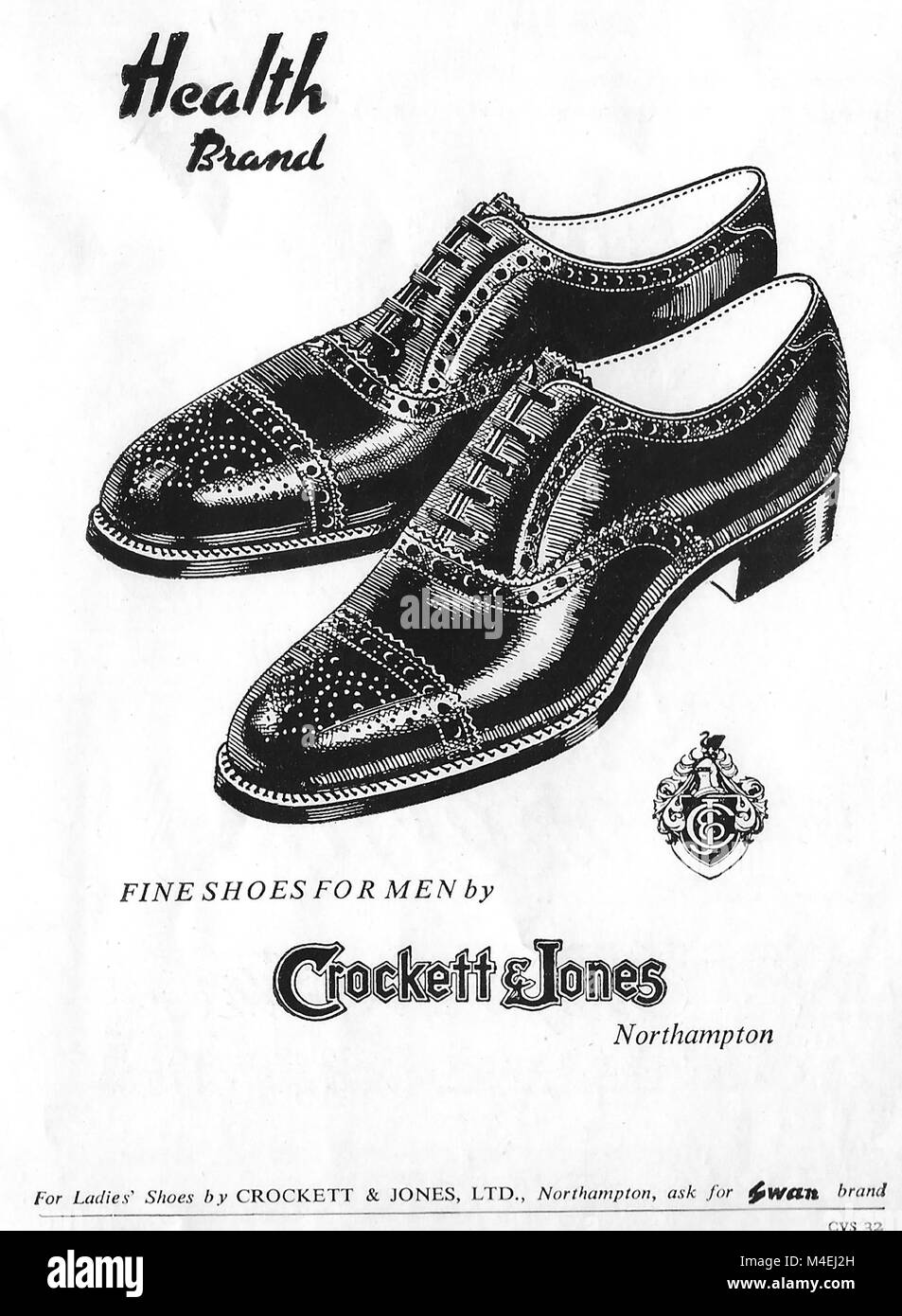 Crockett & Comes Health brand shoes for men advert, advertising in Country Life magazine UK 1951 Stock Photo