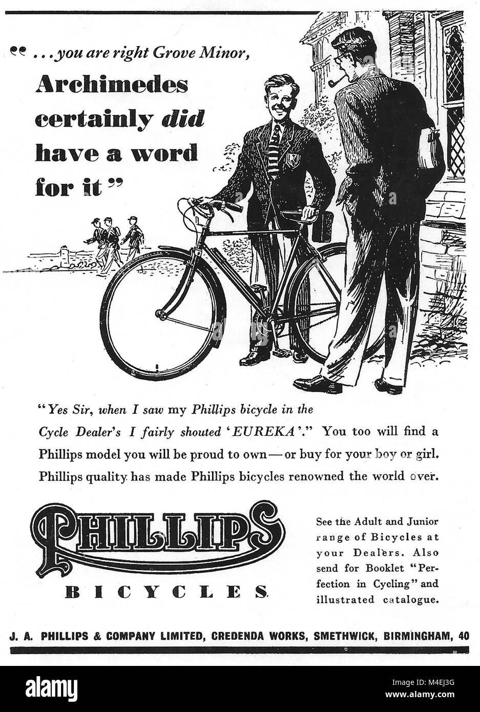 Philips bicycles advert, advertising in Country Life magazine UK 1951 Stock  Photo - Alamy
