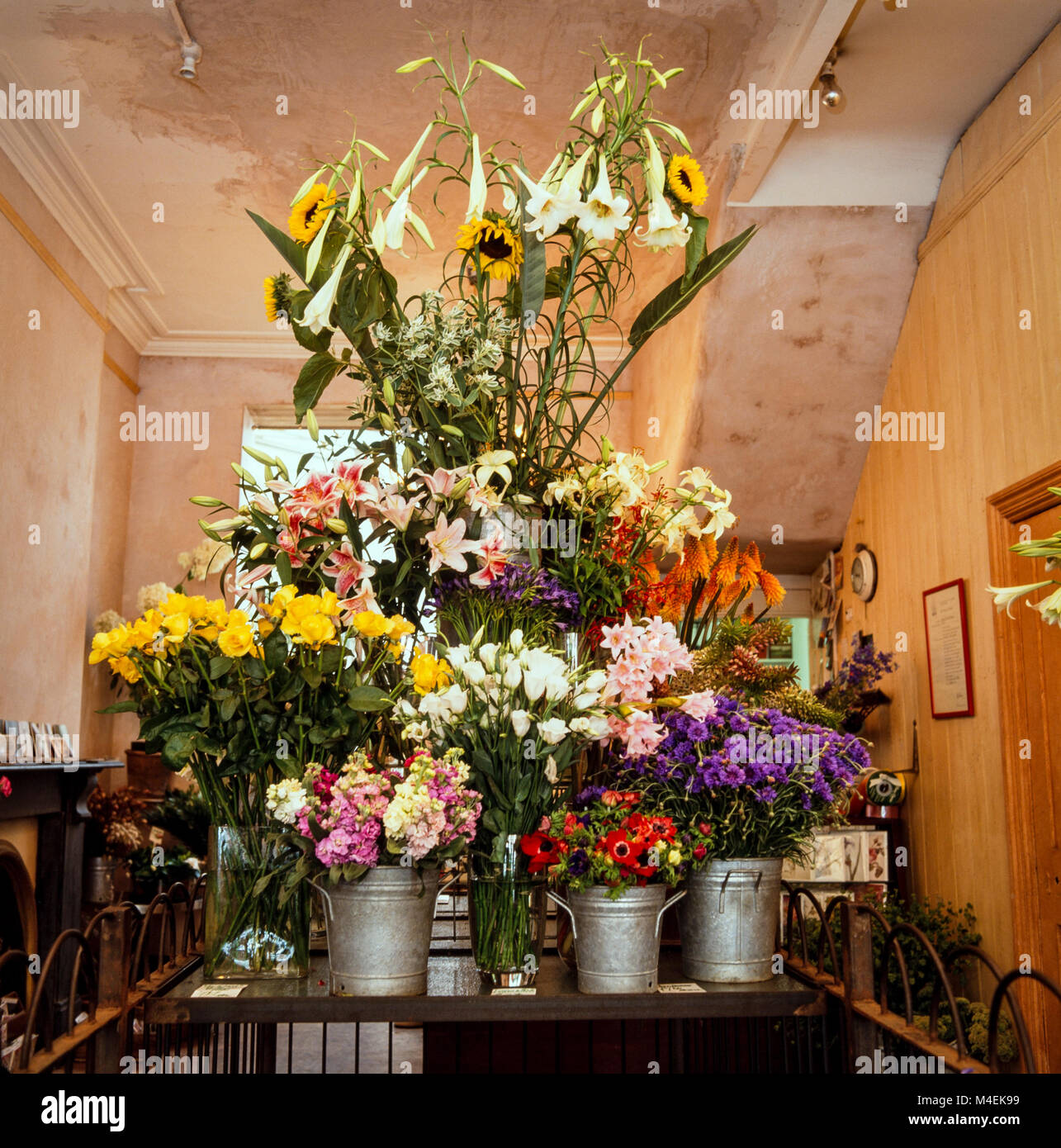 Harper and Toms florists shop in Notting Hill, London, Floral display photographed in 1993 Stock Photo