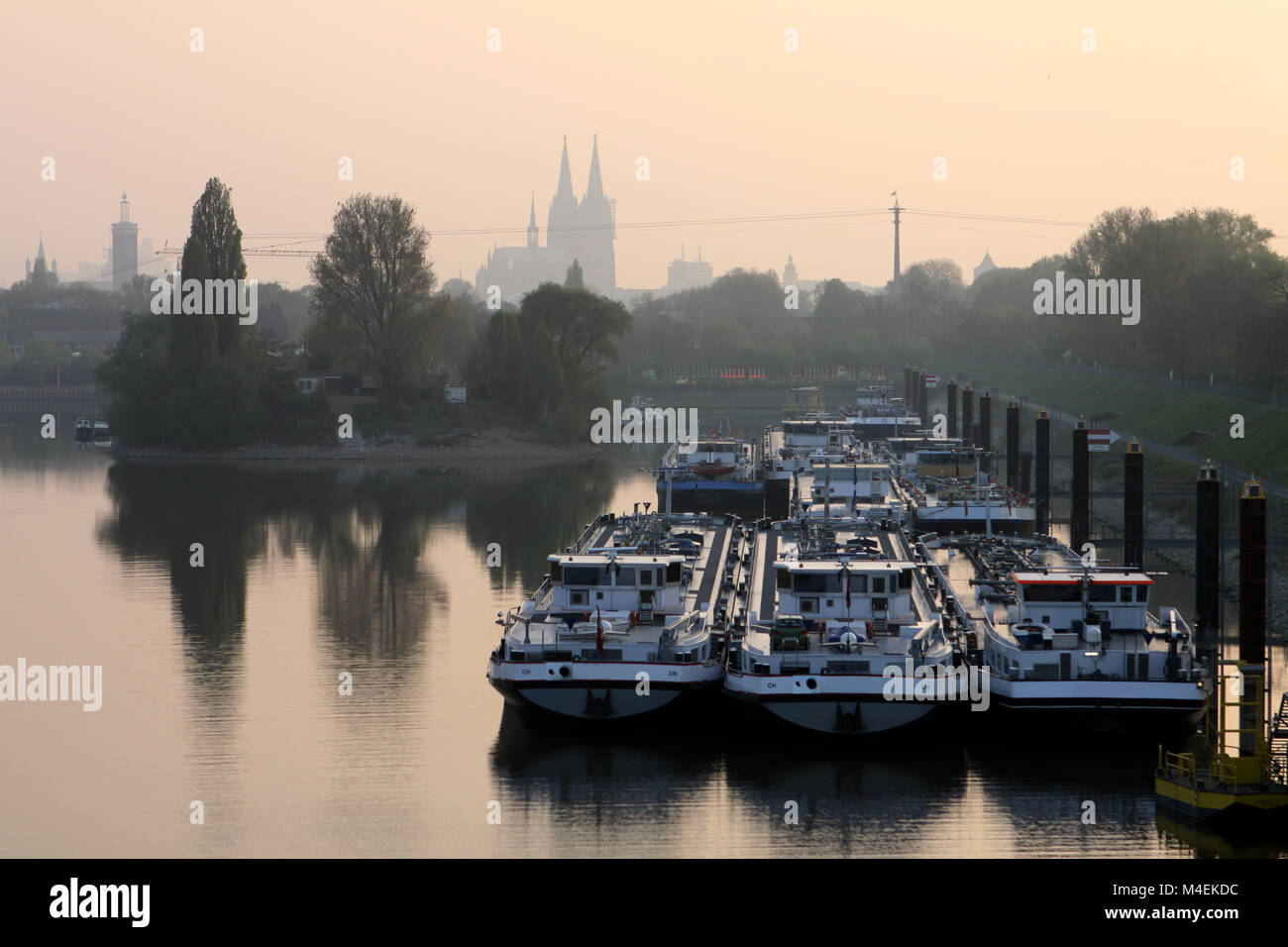 Rhine port Muelheim Stock Photo