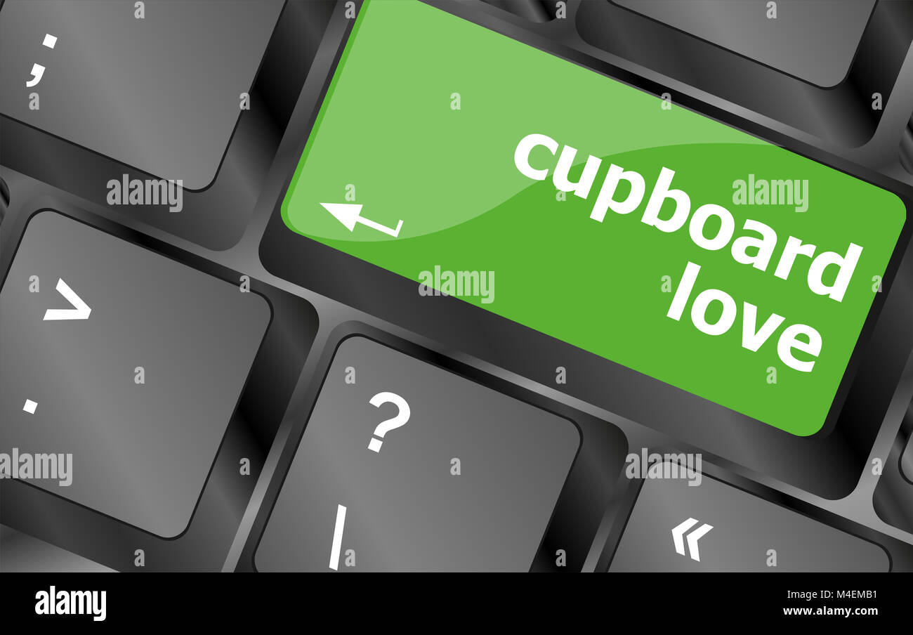 cupboard love words showing romance and love on keyboard keys Stock