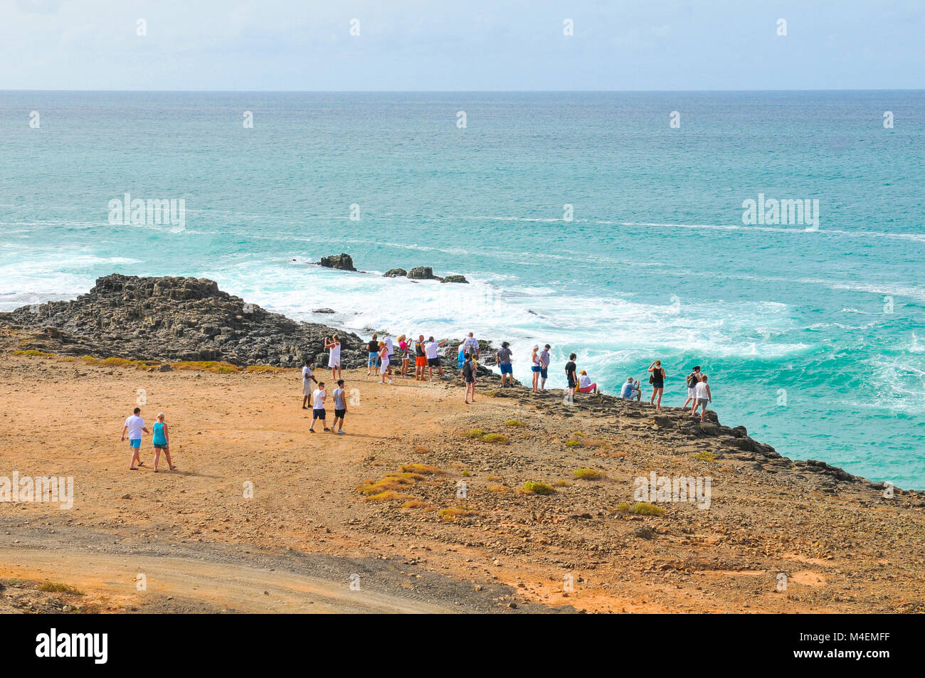 Boa Vista, Cape Verde December 20, 2017 Tourists visit the volcanic