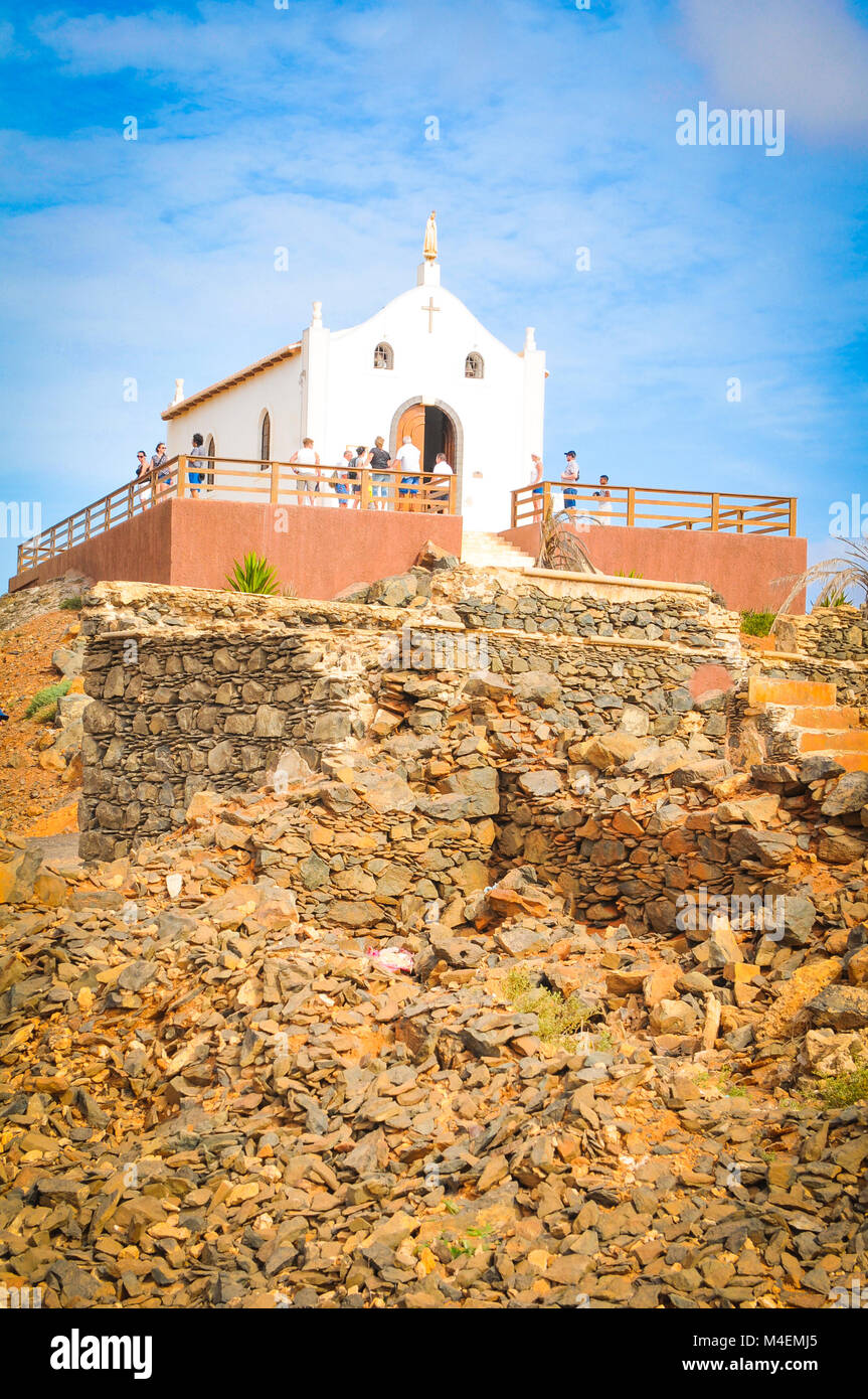 Boa Vista, Cape Verde December 20, 2017 Tourists visit a catholic