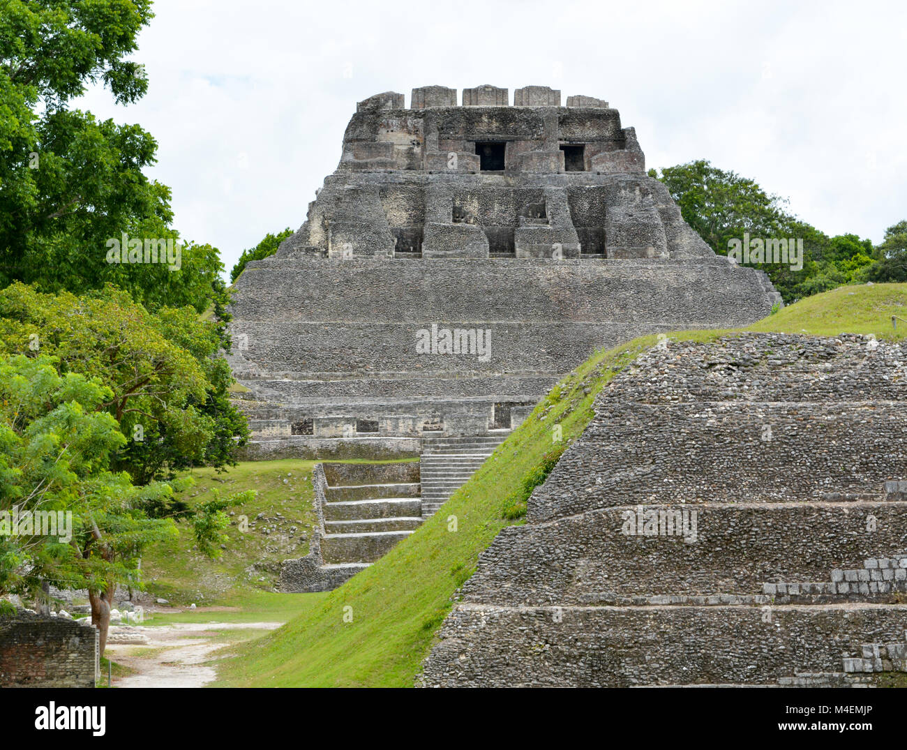 The ancient Mayan ruins at xunantunich archaeological reserve in Belize Stock Photo