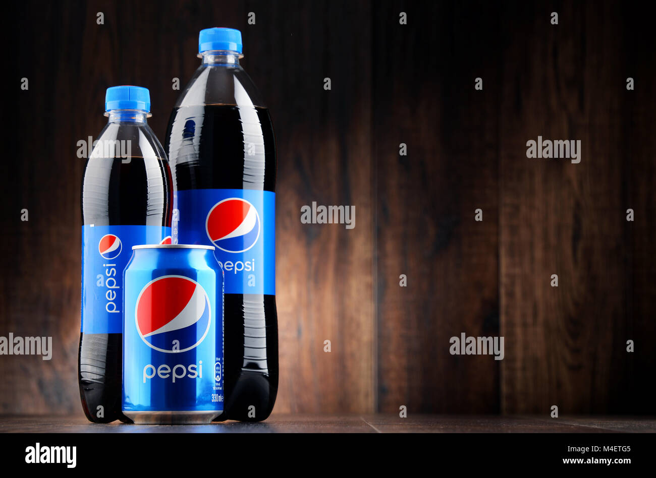 Bottles and can of Pepsi Stock Photo Alamy