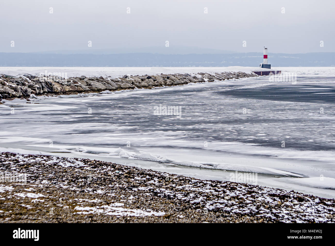 frozen winter scenes on great lakes Stock Photo