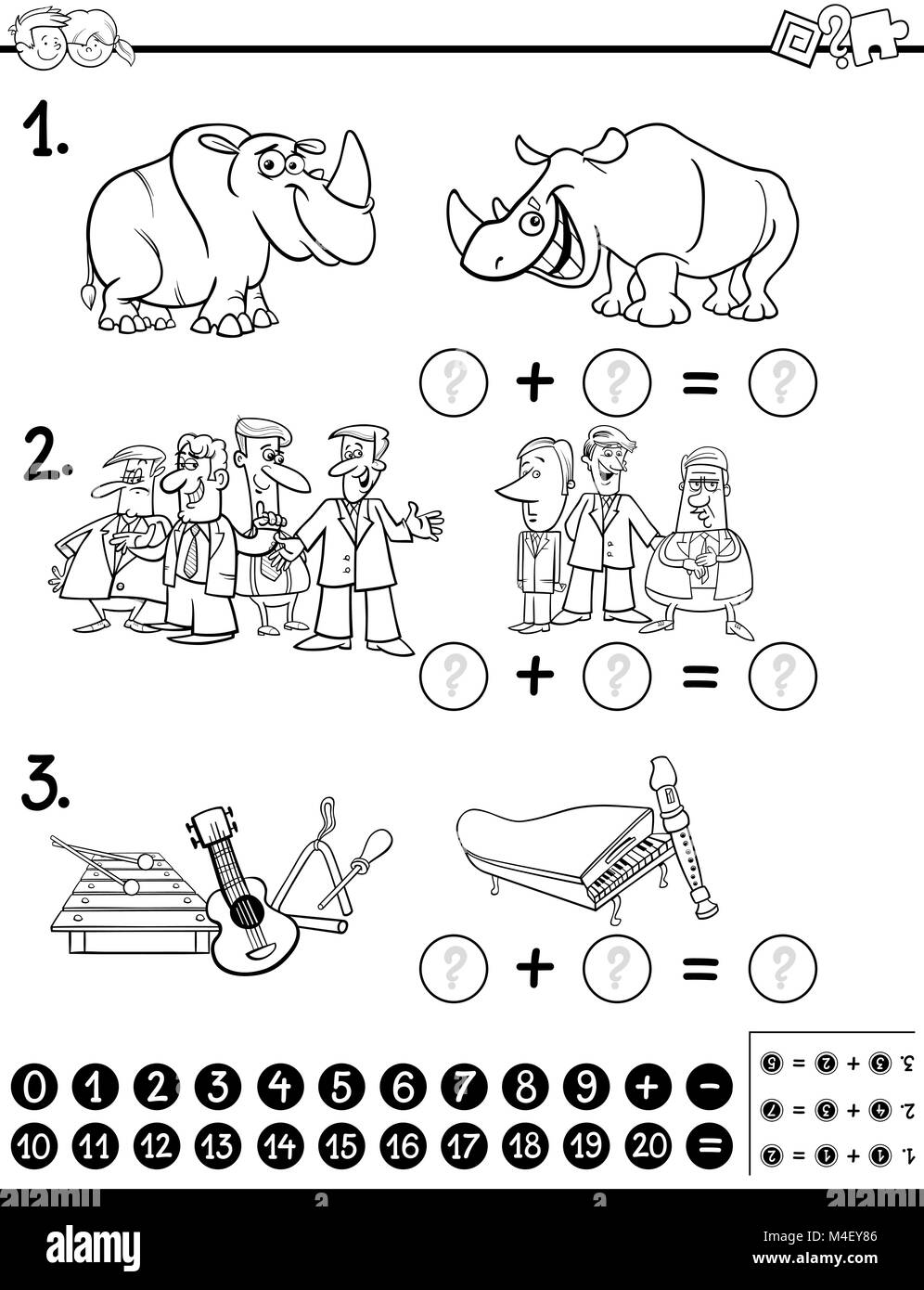 calculating activity coloring page Stock Photo - Alamy
