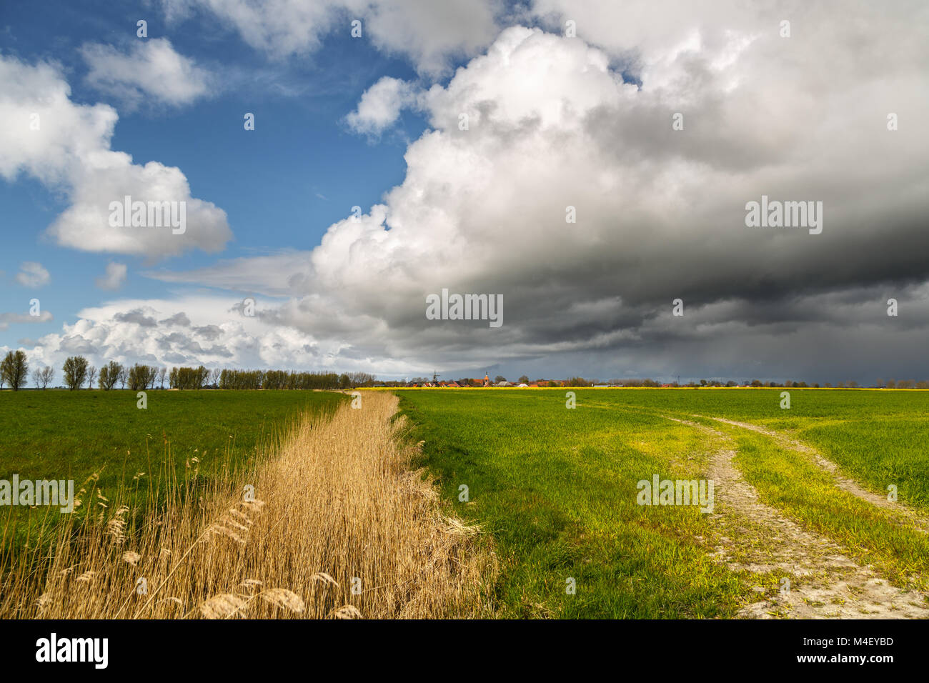Searing storm above the fields Stock Photo