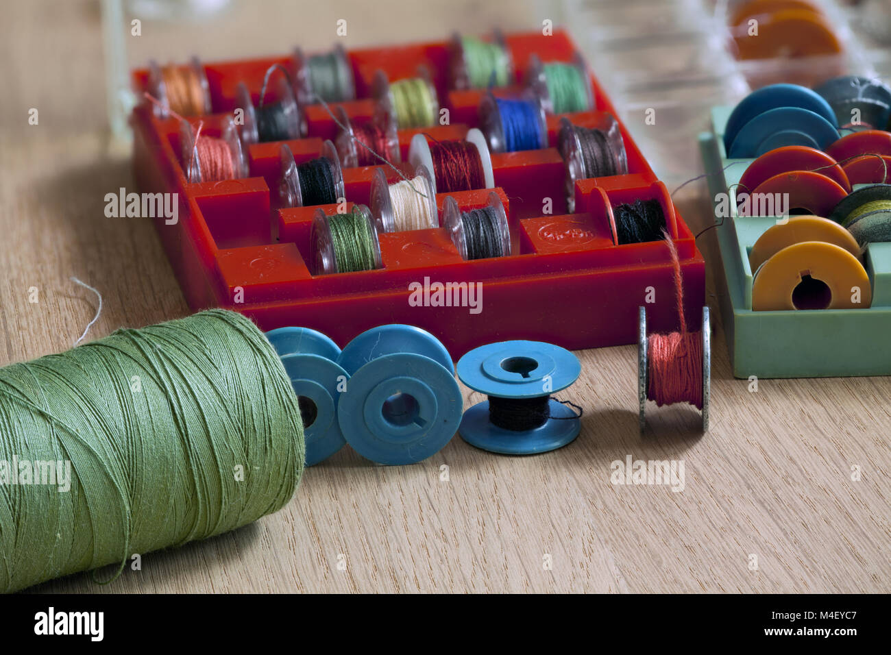 Thread and bobbin for sewing machine Stock Photo Alamy