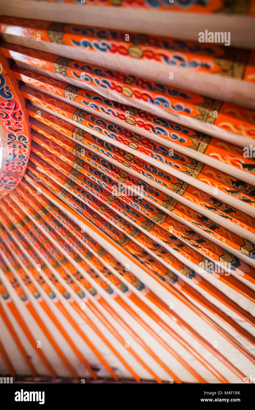 Color close up image of a yurt ceiling in Mongolia Stock Photo - Alamy