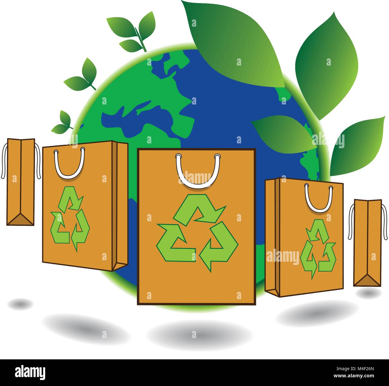 paper shopping bag for green world, reduce, reuse and recycle for save ...