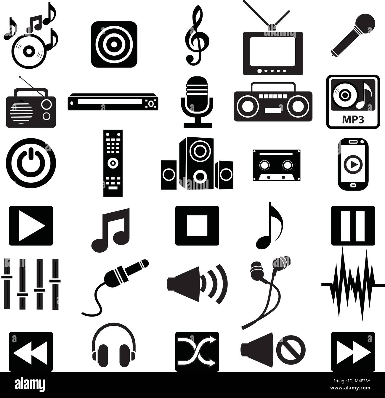 sound and music icon set symbols Stock Vector Image & Art Alamy