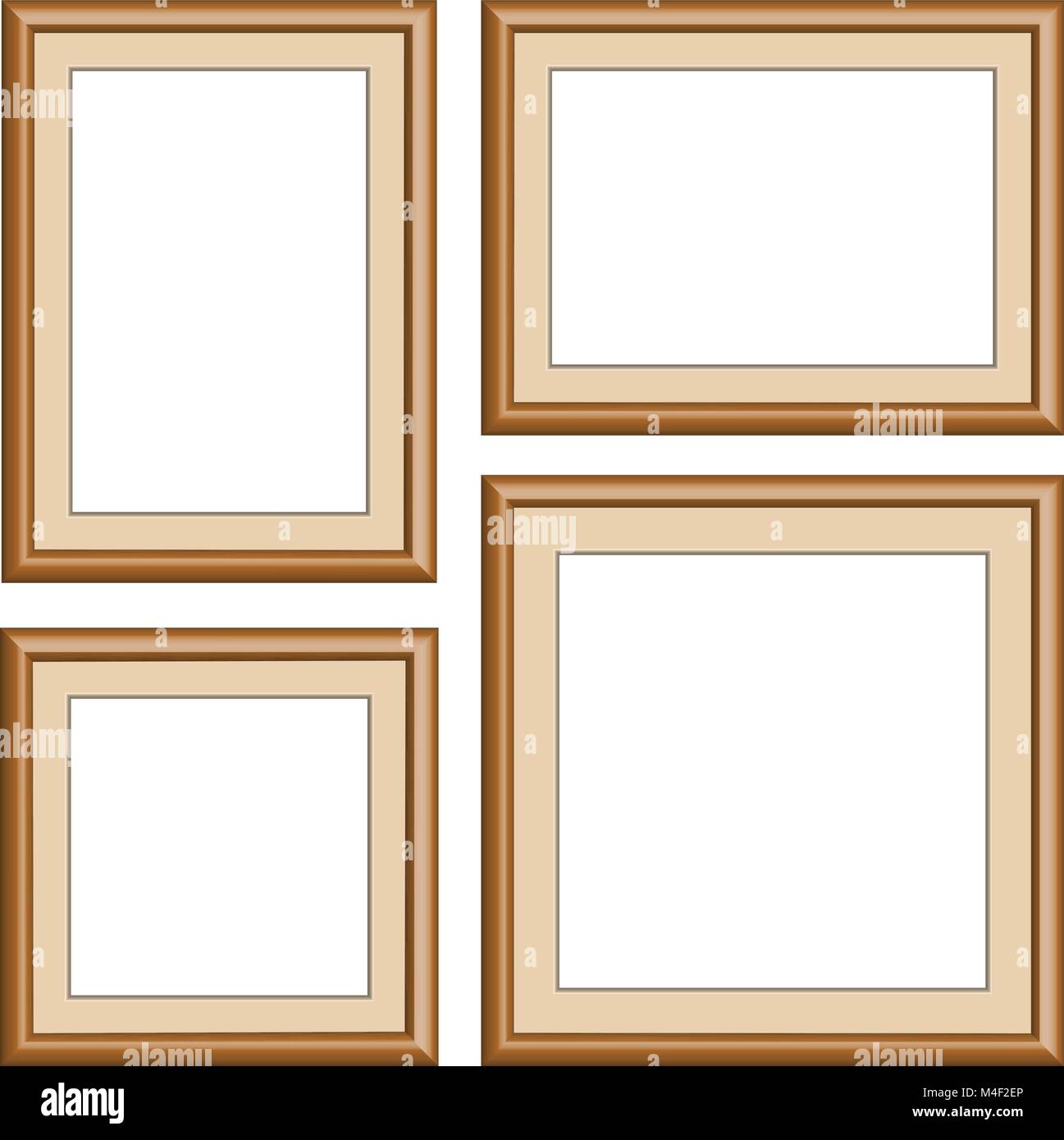 square wood frame vector for decoration and collection picture, image, gallery and photo Stock Vector