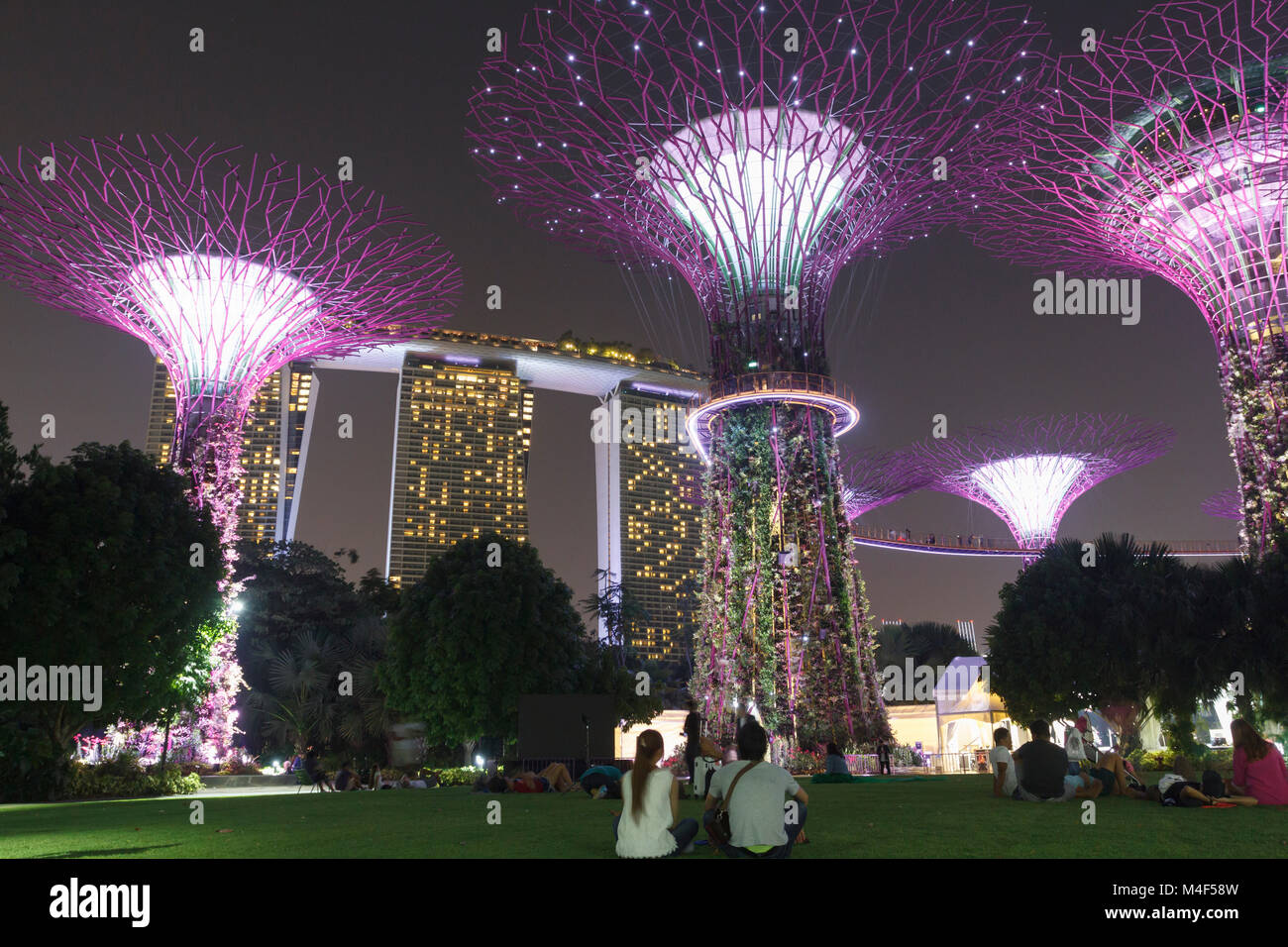 Gardens by the bay singapore night hi-res stock photography and images ...