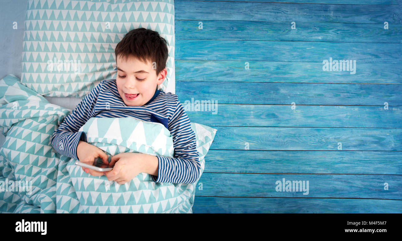 eight years old child sleeping in bed on pillow Stock Photo Alamy