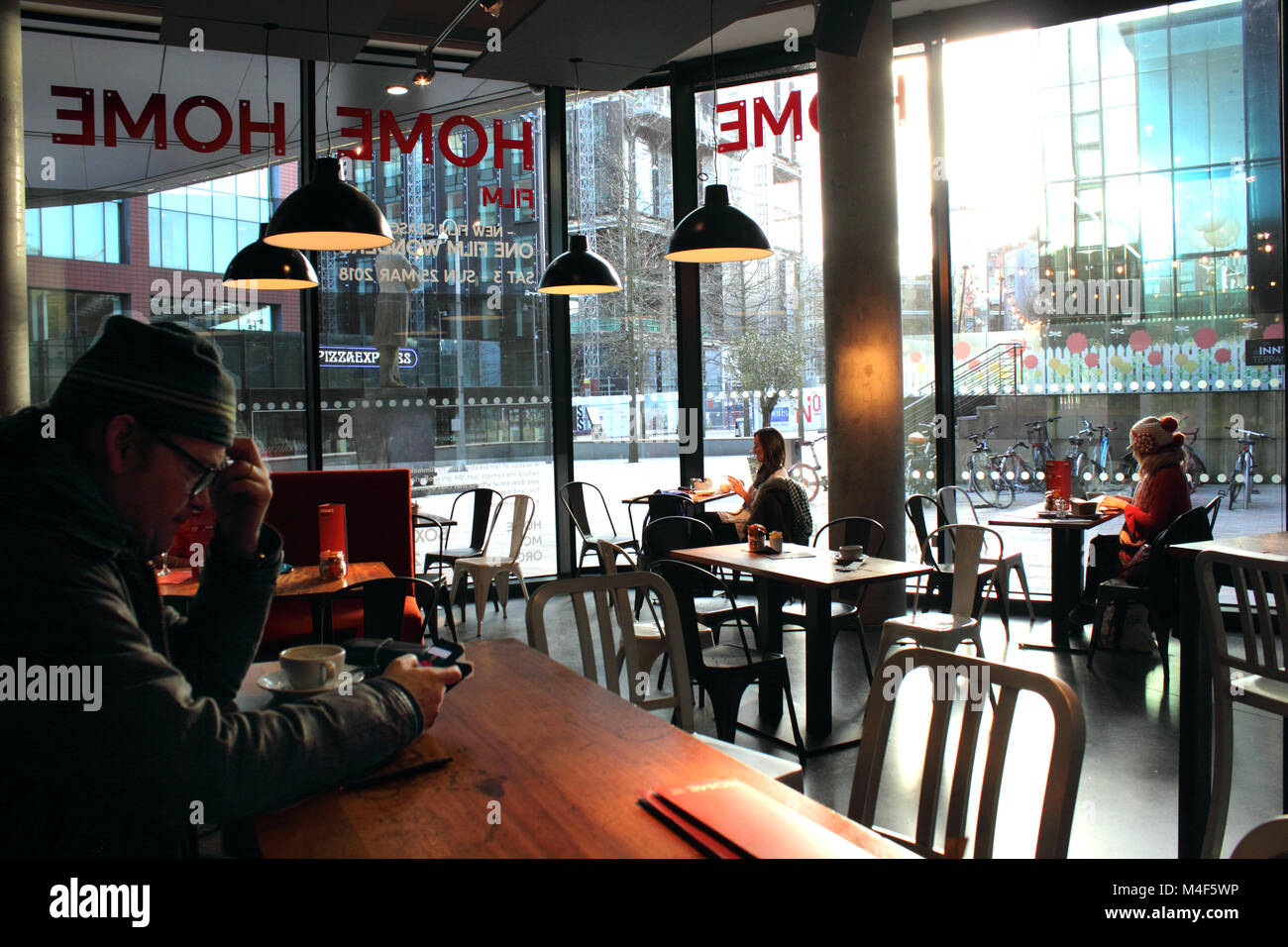 Interior view of café in HOME, Manchester Stock Photo