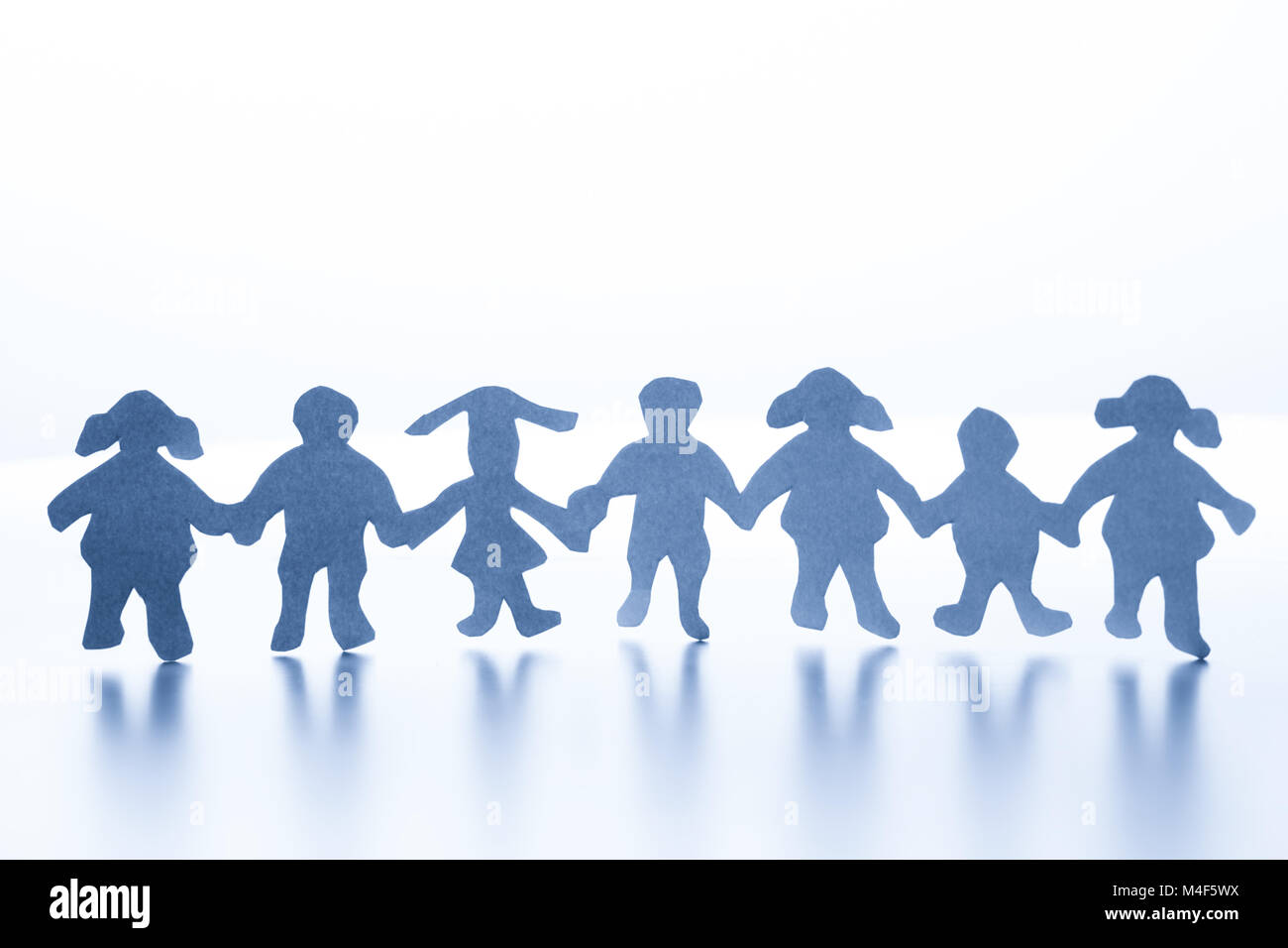 Paper Children Standing Together Hand In Paper Children Standing Together Hand In